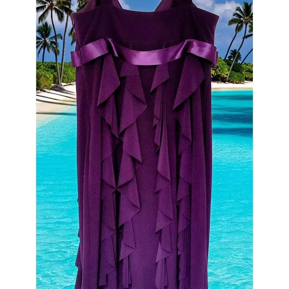 Betsy & Adam NWOT Purple Ruffled Cocktail Dress - Size 12P - Wedding Guest - Picture 3 of 7
